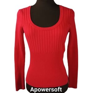 Red Ribbed Scoop Neck Sweater — Q$A — Juniors L